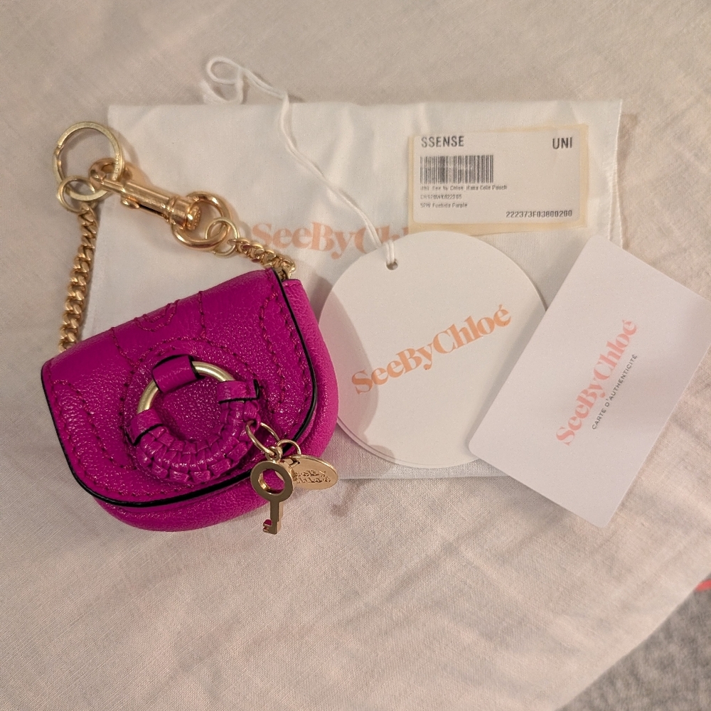See By Chloe Hana Coin Pouch Bag Charm In Fuchsia